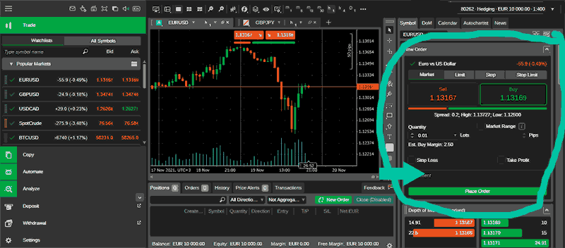 CFD Trading Platform Screenshot