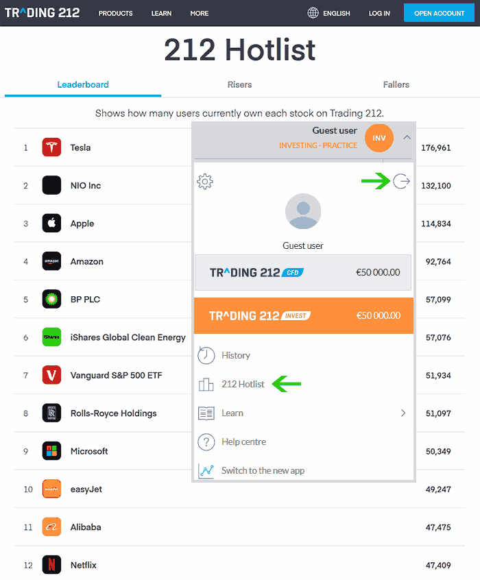 Trading 212 Review Hotlist Leaderboard
