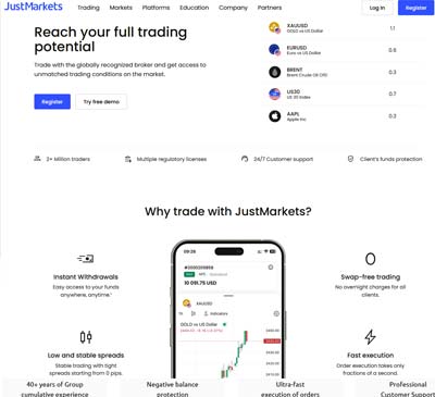 JustMarkets Review Screenshot